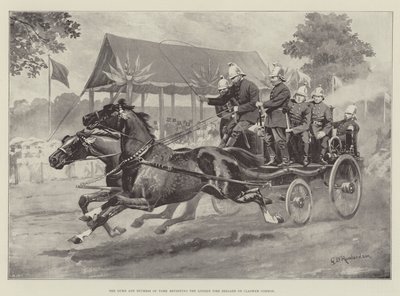 De hertog en hertogin van York inspecteren de Londense brandweer op Clapham Common door George Derville Rowlandson